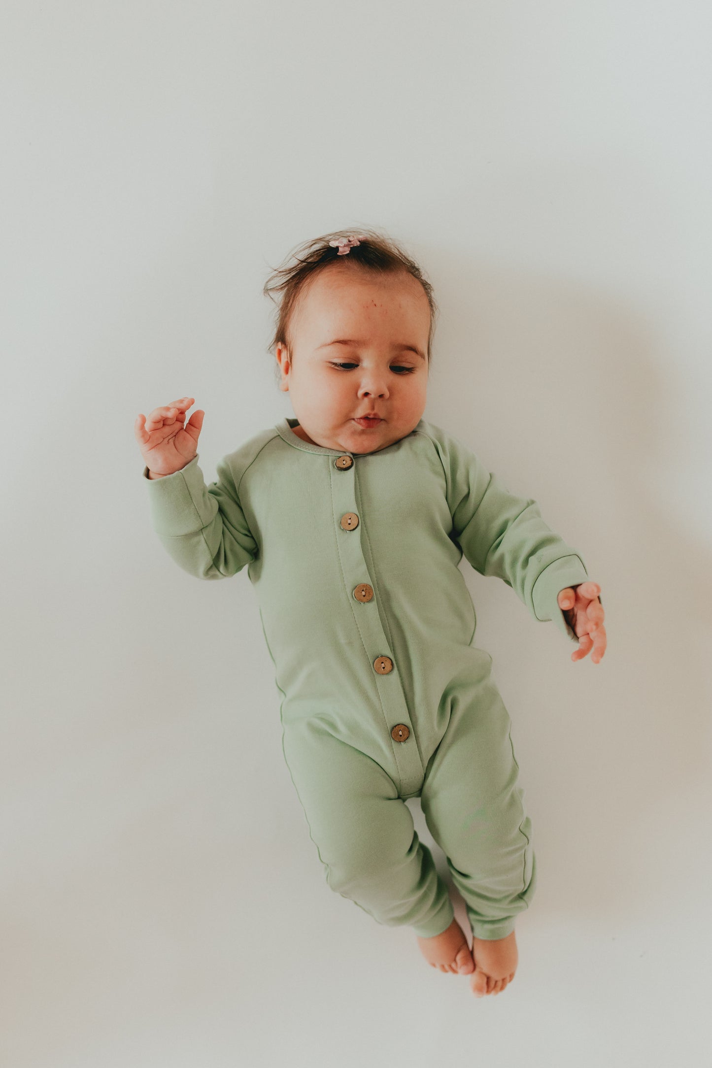 Seafoam button romper