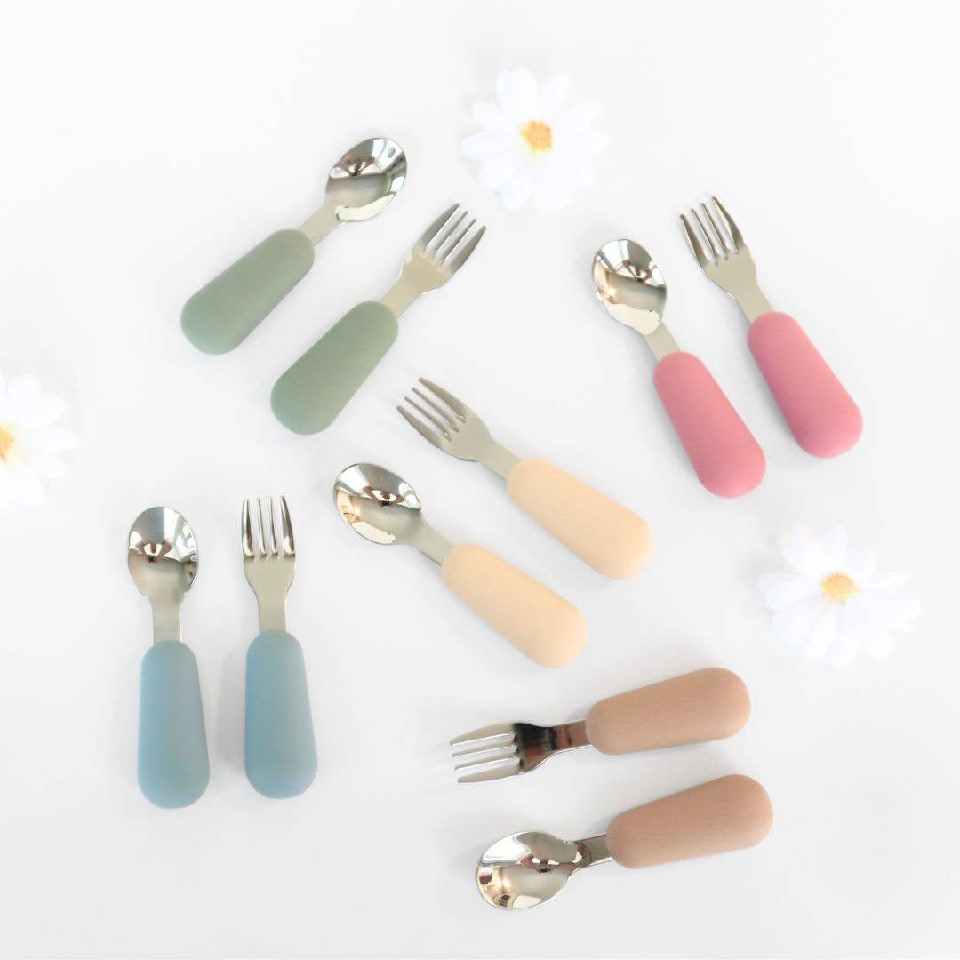 Stainless Steel & Silicone Silverware: Sage