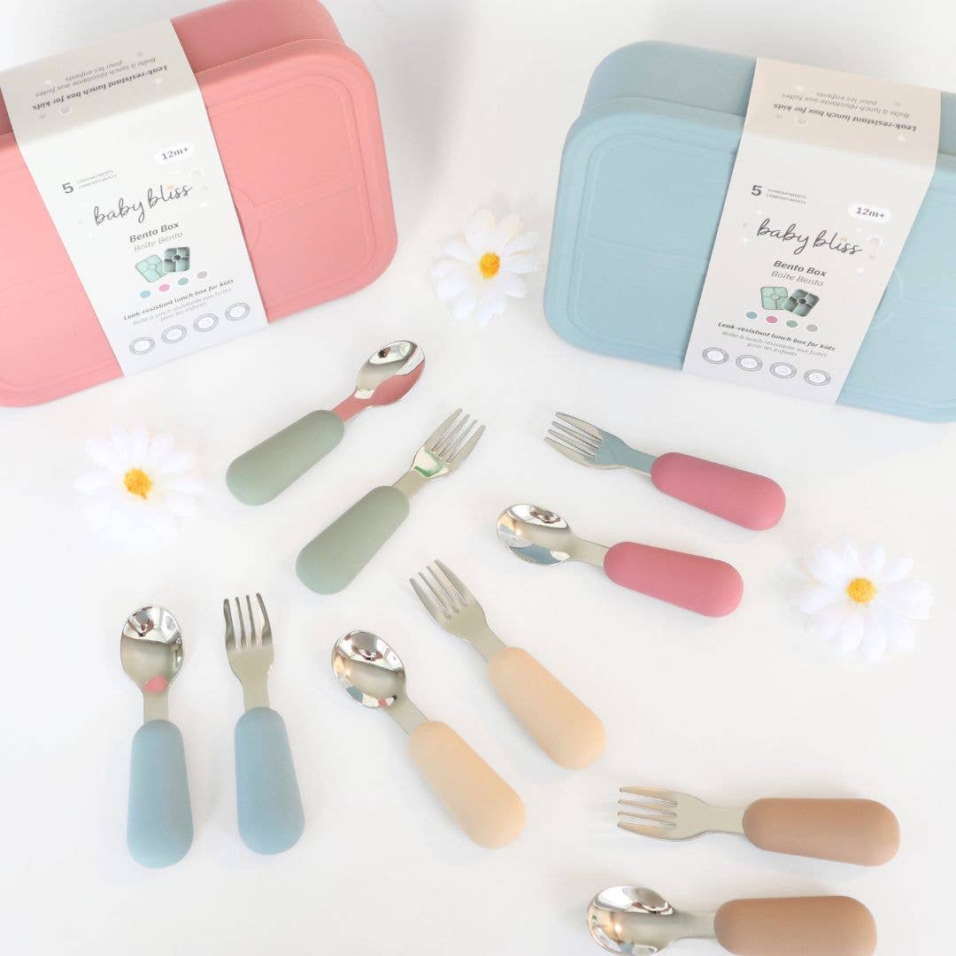 Stainless Steel & Silicone Silverware: Almond