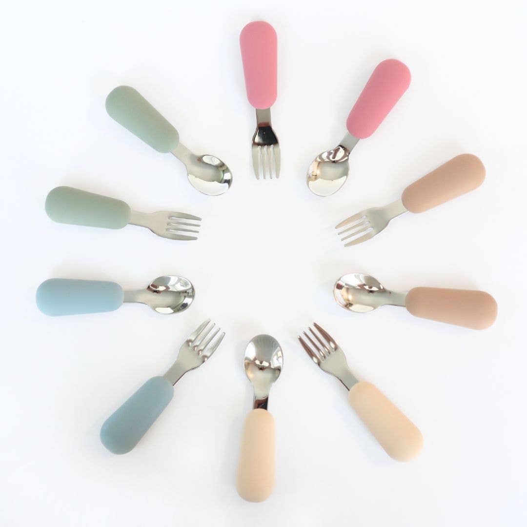 Stainless Steel & Silicone Silverware: Sage