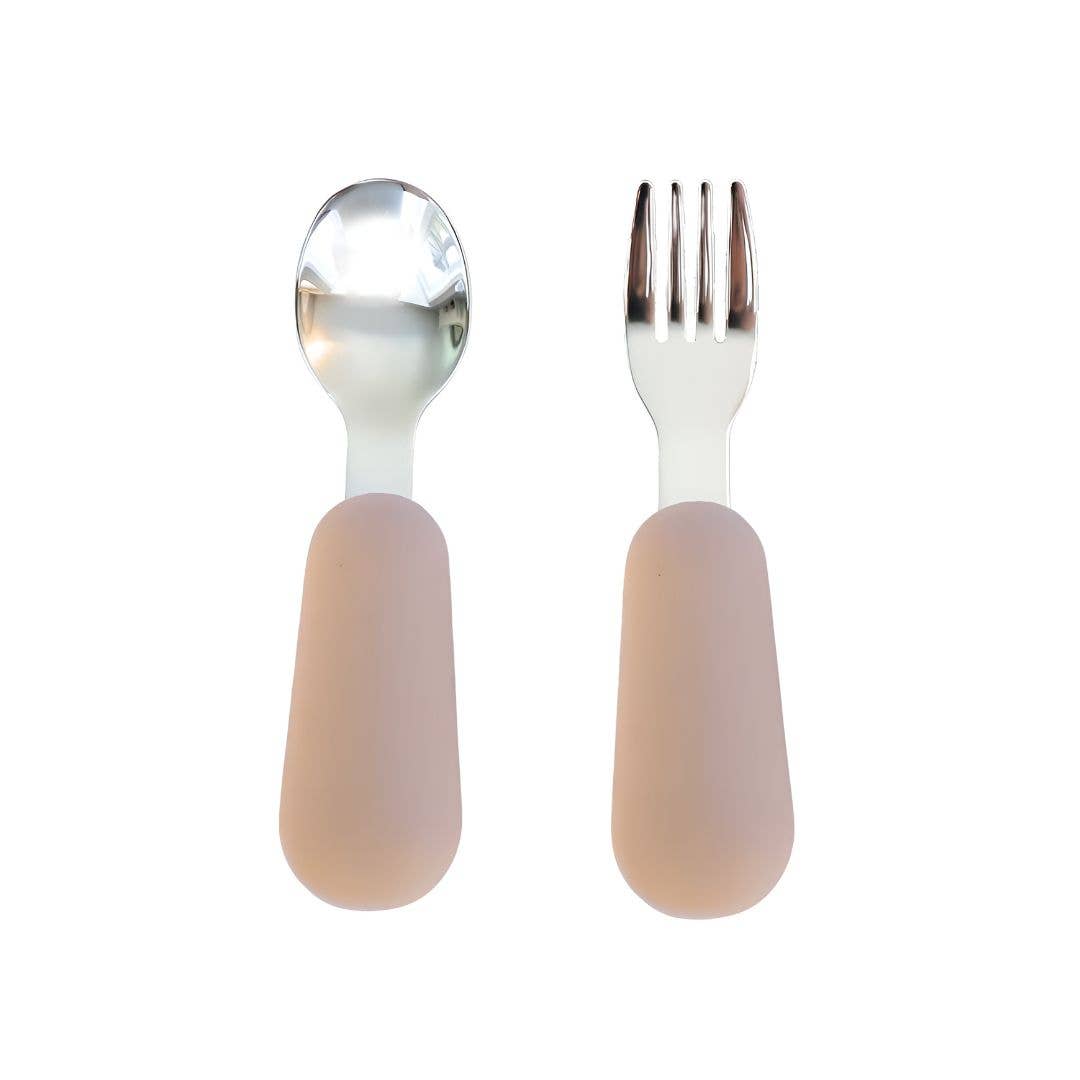 Stainless Steel & Silicone Silverware: Dusty Rose