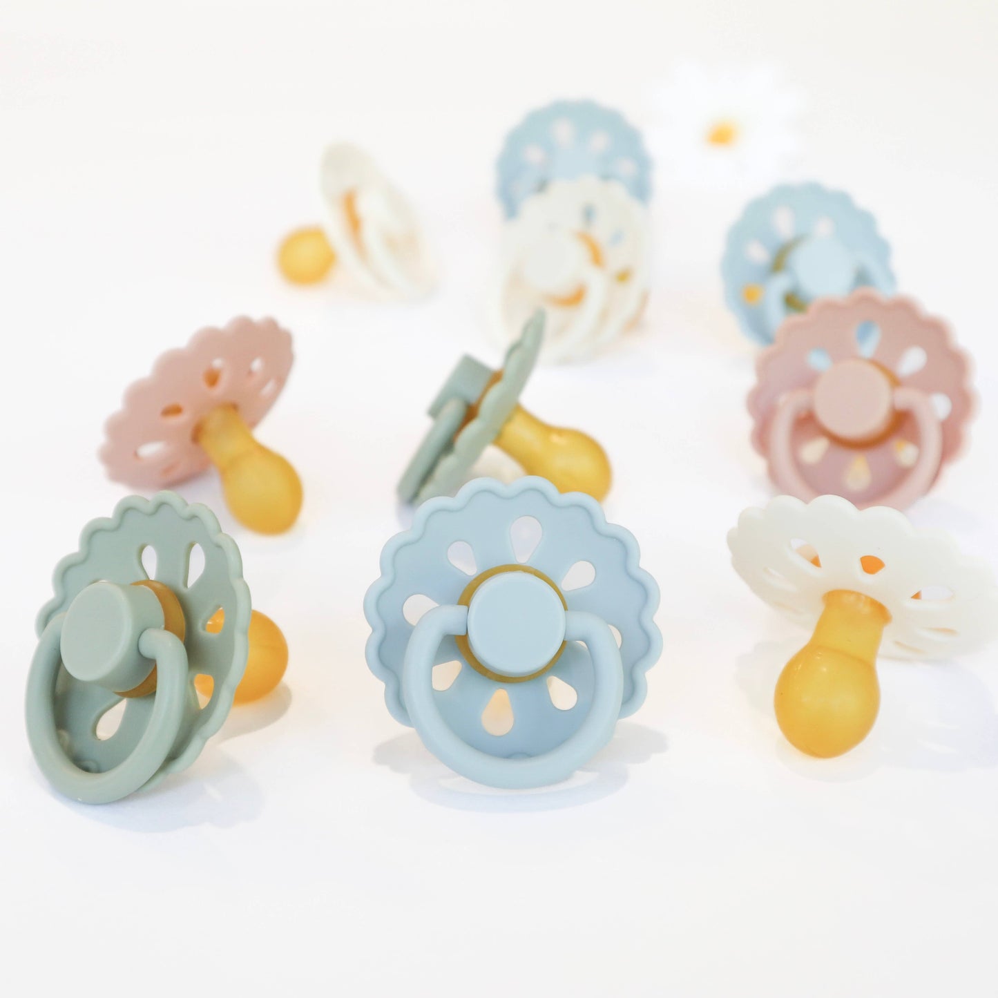 Natural Latex Pacifiers (6-18M) Sage & Dusty Blue