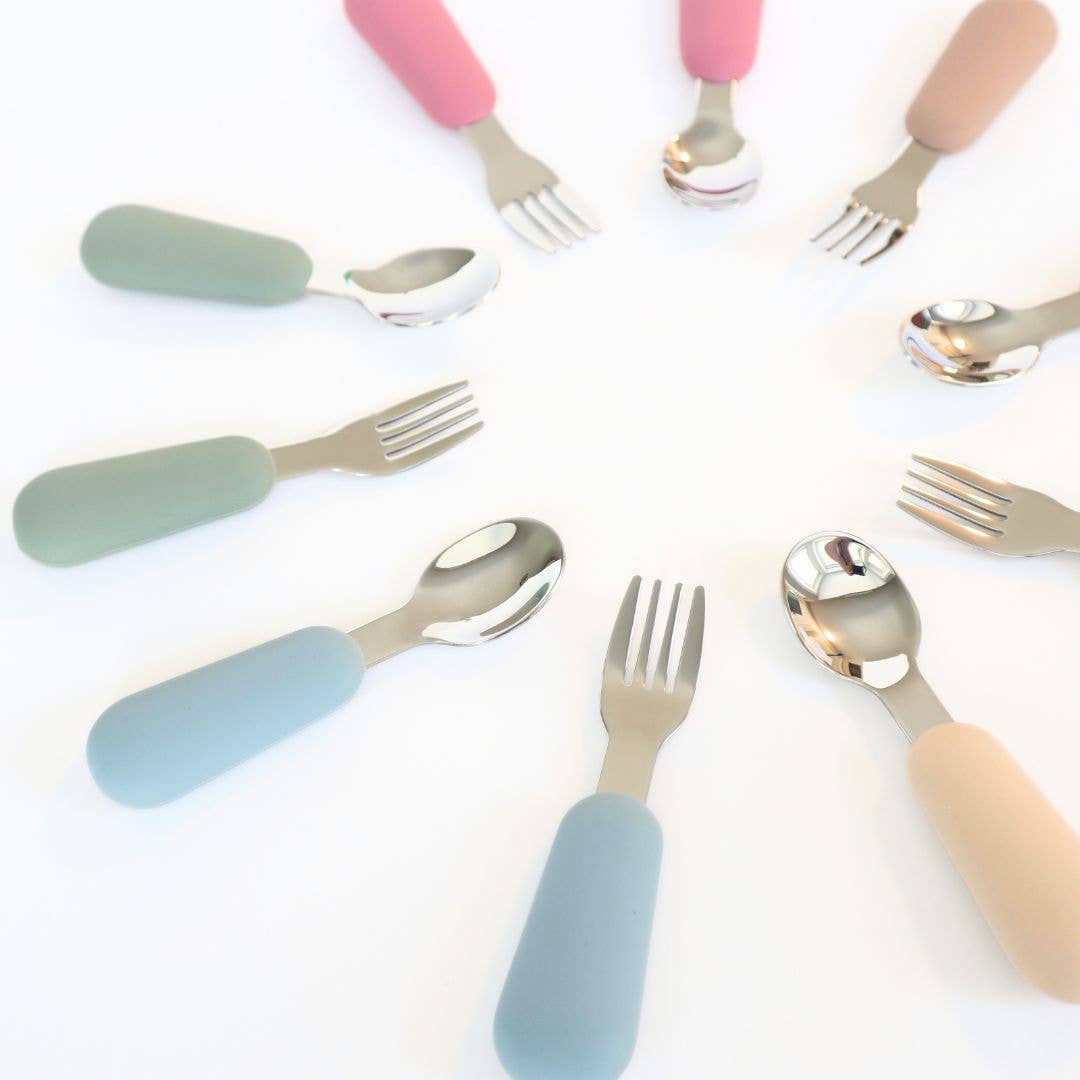 Stainless Steel & Silicone Silverware: Dusty Rose