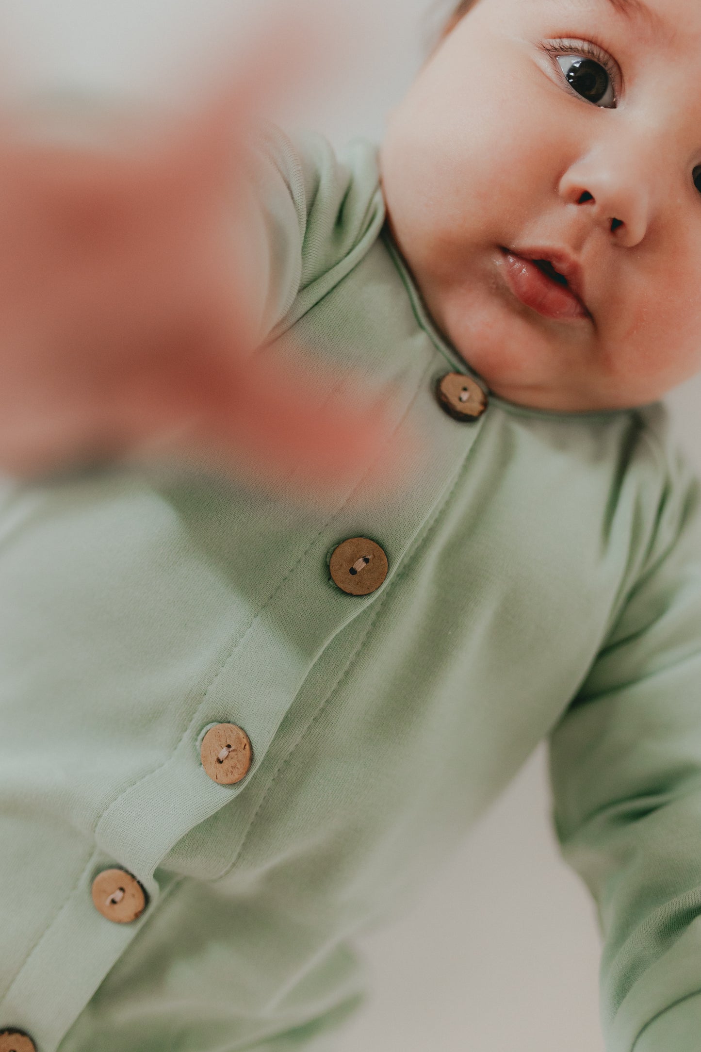 Seafoam button romper