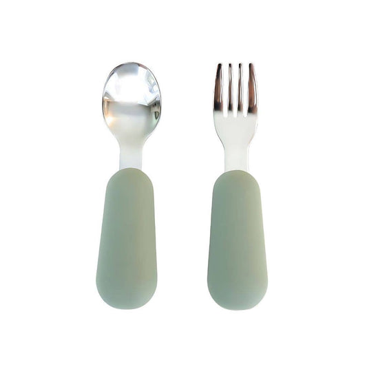 Stainless Steel & Silicone Silverware: Sage