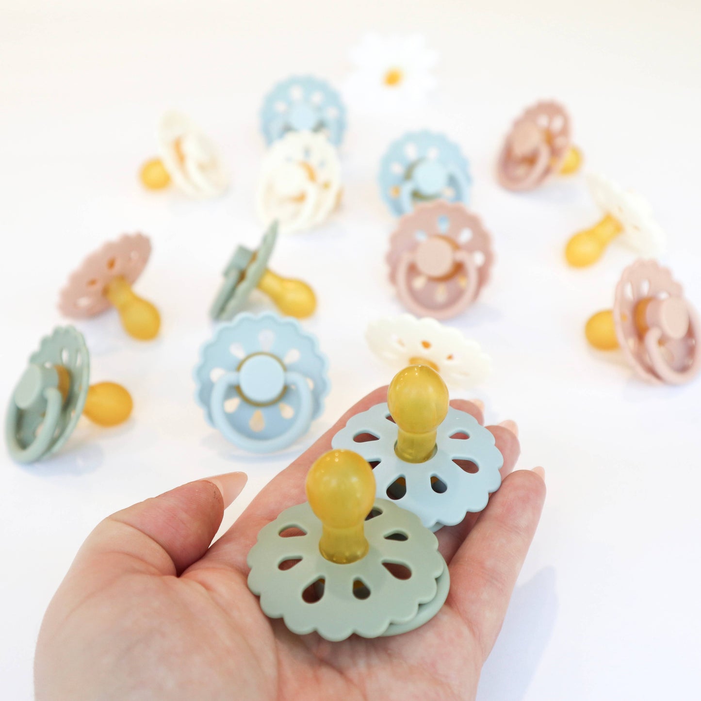 Natural Latex Pacifiers (6-18M) Sage & Dusty Blue