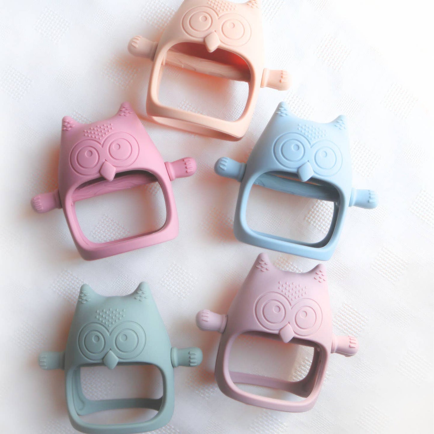 Owl Grip Teether Toy: Dusty Pink