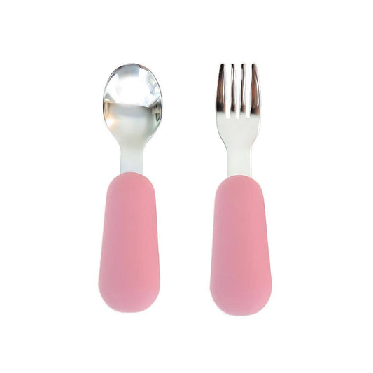 Stainless Steel & Silicone Silverware: Dusty Rose