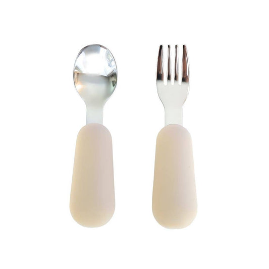 Stainless Steel & Silicone Silverware: Almond