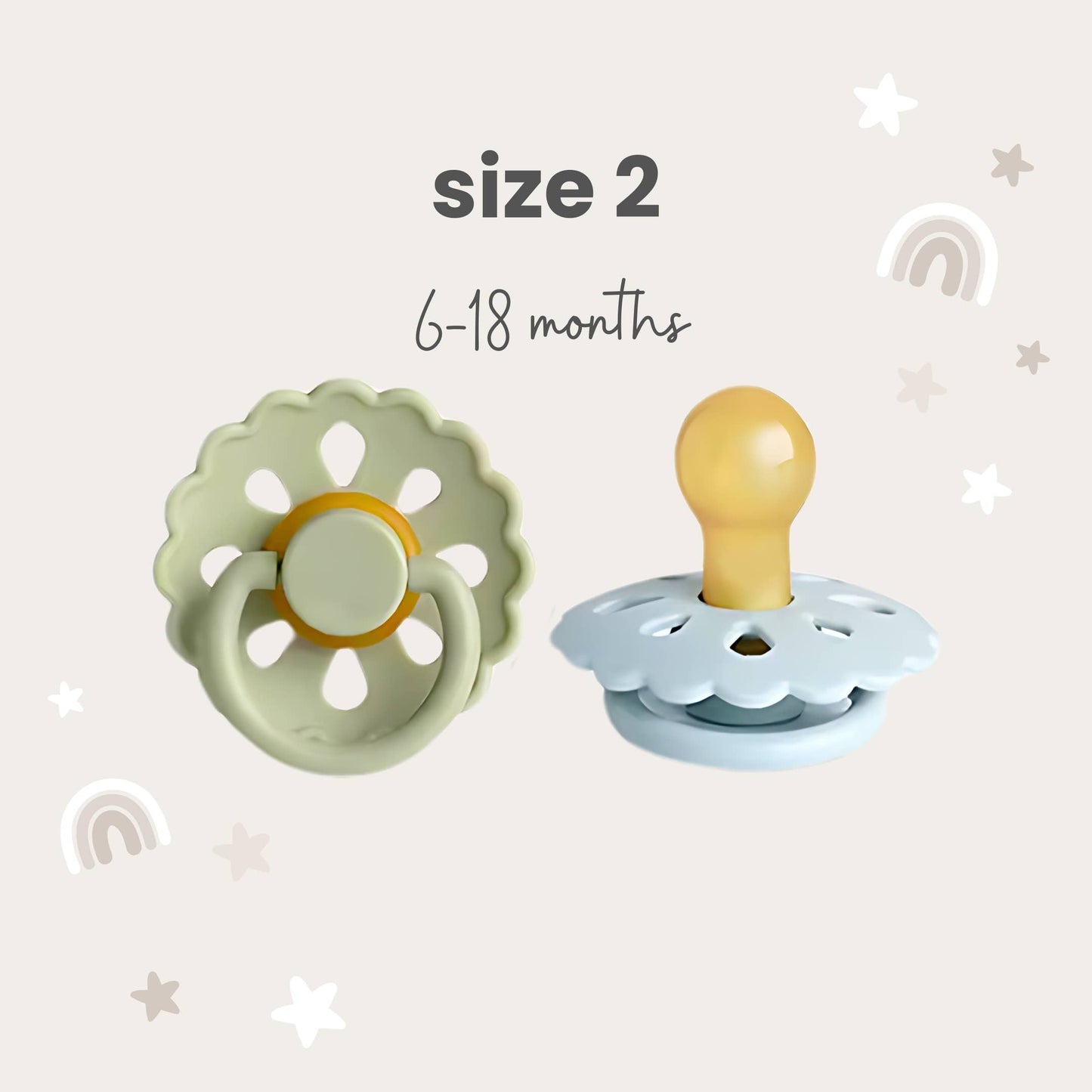 Natural Latex Pacifiers (6-18M) Sage & Dusty Blue